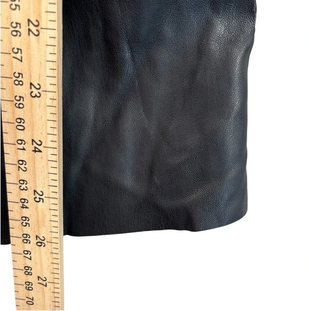 Zara Knit Black Vegan Leather Open Front Waterfall Cardigan‎ Sweater Jacket S